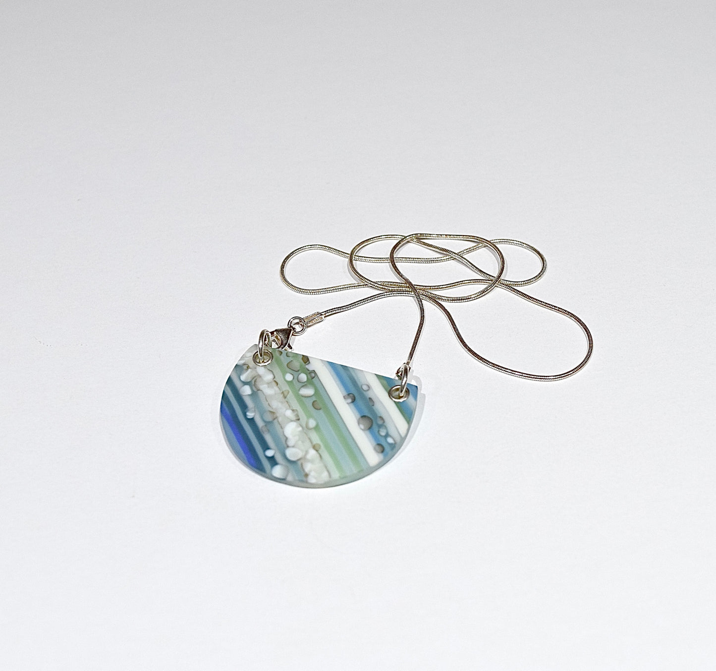 Semi Circular Blue Striped Pendant