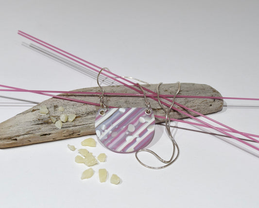 Semi Circular Pink Striped Pendant