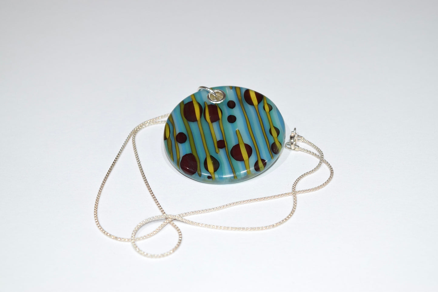 Amber & Turquoise Round Reaction Pendant