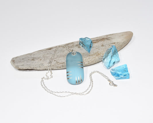 Pale Turquoise Upcycled Glass Pendant