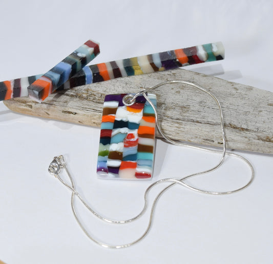 Bright Patchwork Oblong Pendant