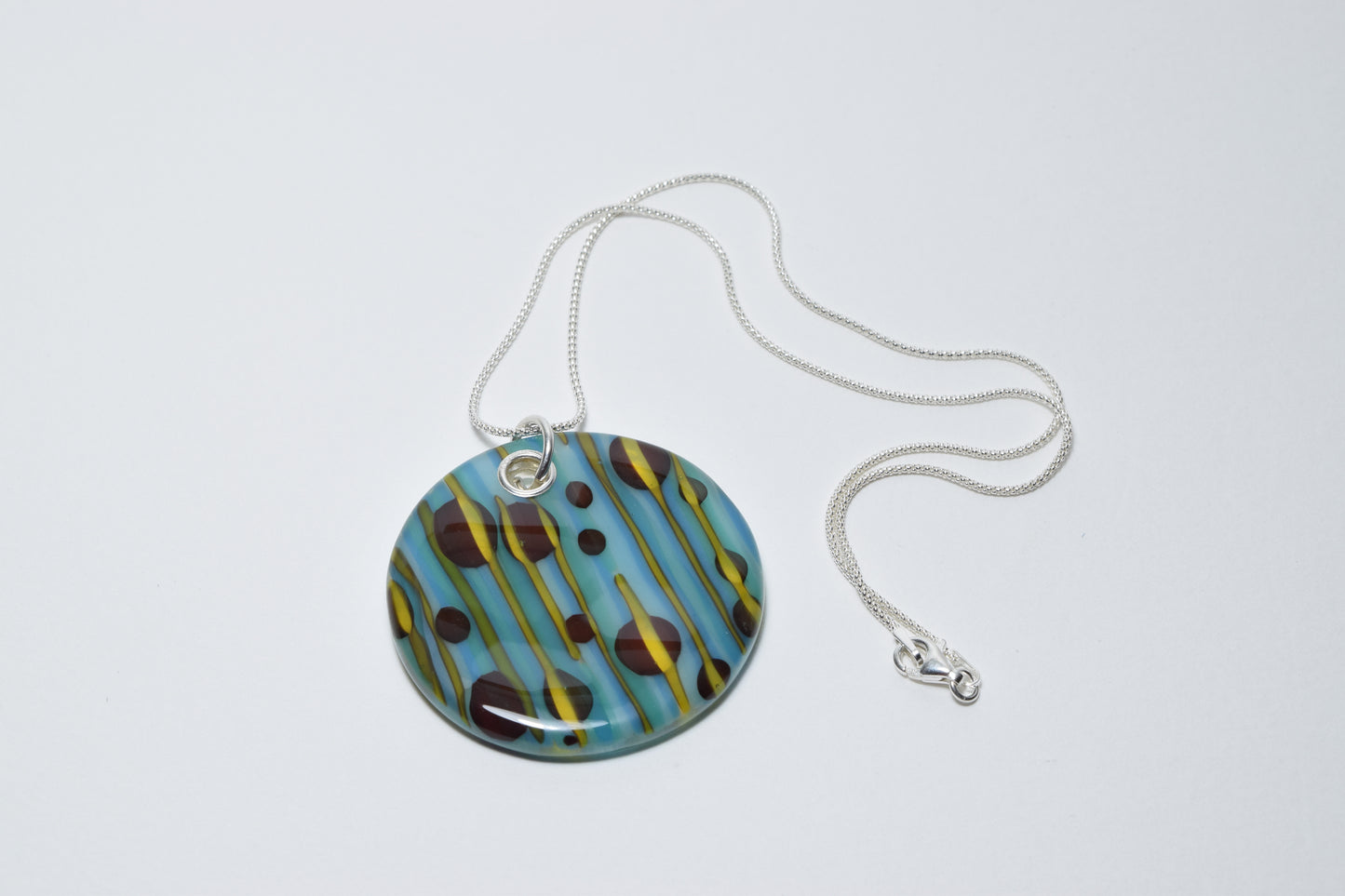 Amber & Turquoise Round Reaction Pendant