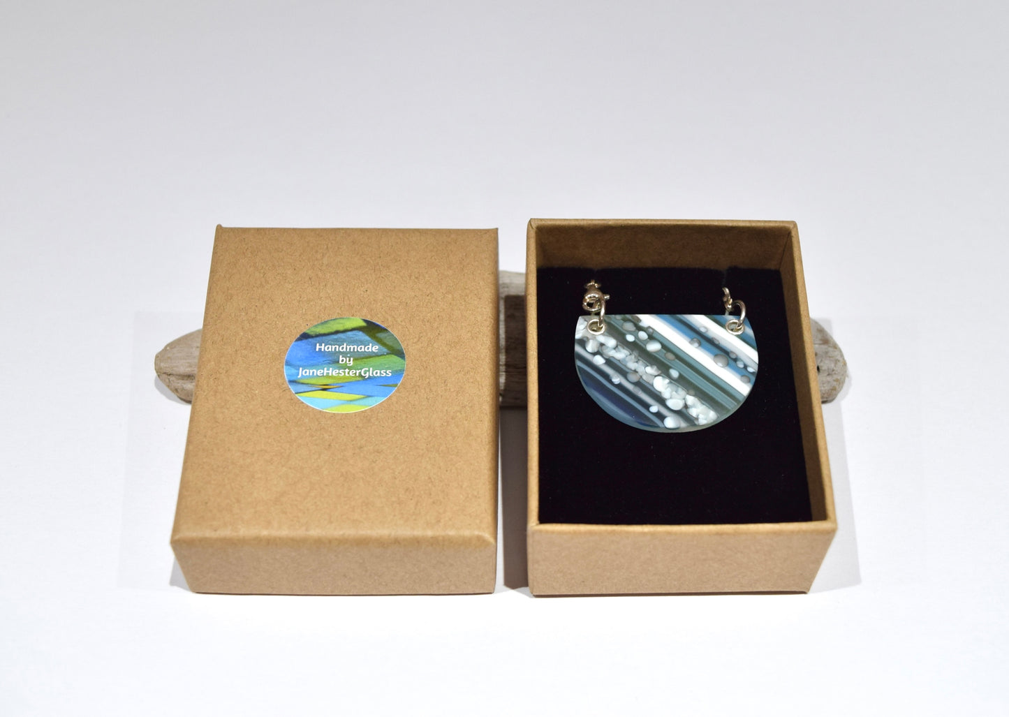 Semi Circular Blue Striped Pendant