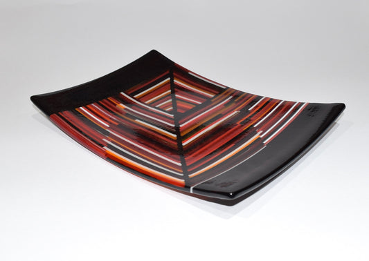Black & Red Infinity Strip Oblong Dish