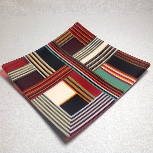 Autumnal Reds Strip Square Dish