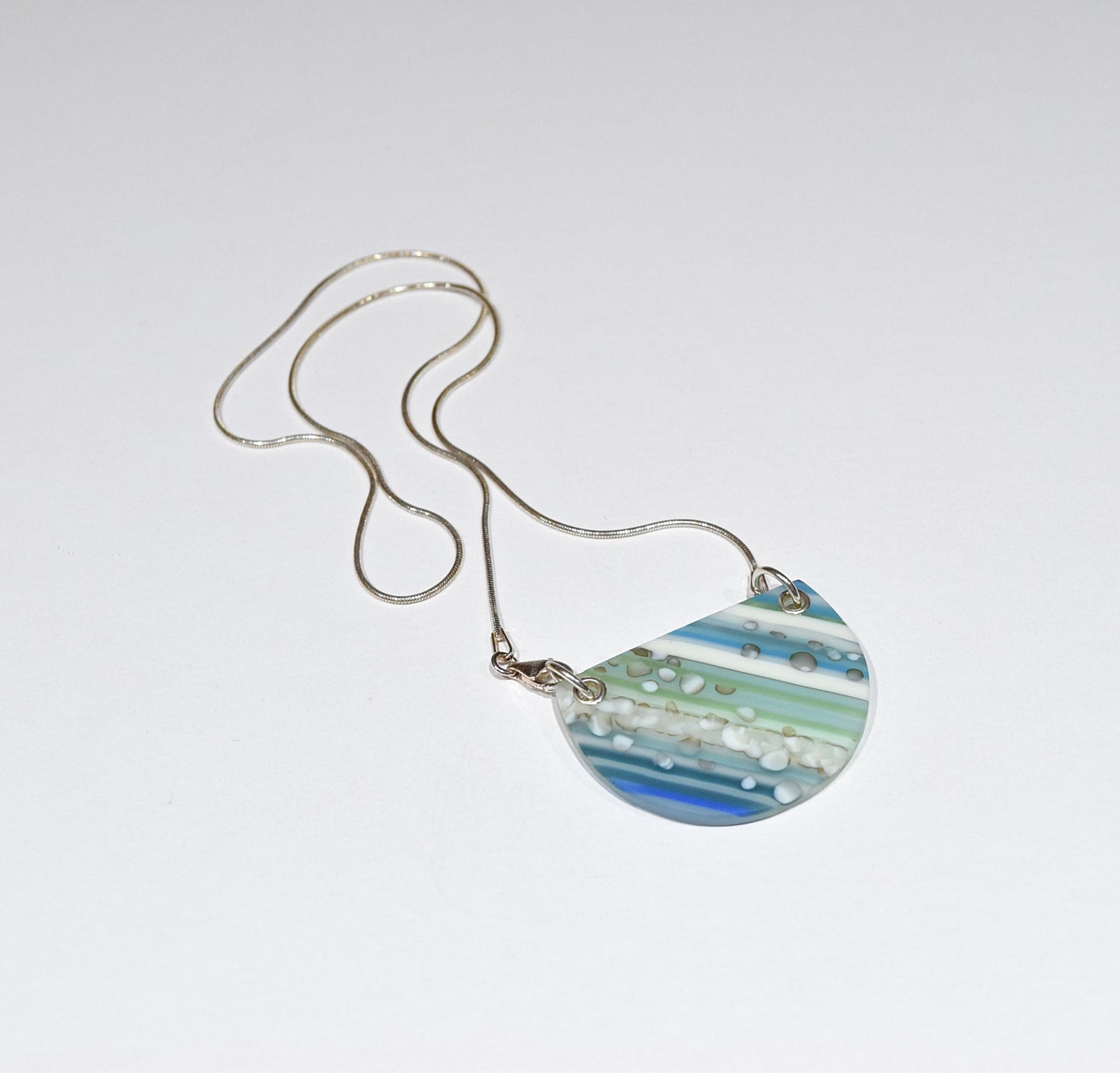 Semi Circular Blue Striped Pendant