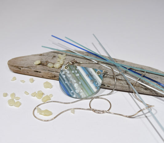 Semi Circular Blue Striped Pendant