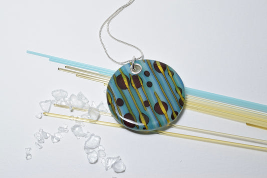 Amber & Turquoise Round Reaction Pendant