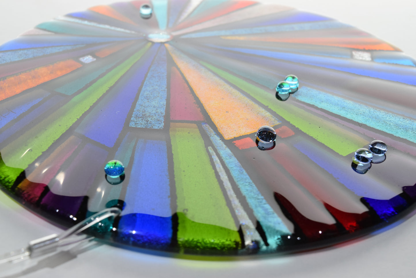 Abstract Multi Coloured Fused Glass Window Hanging