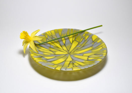Yellow and Grey Mosaic Round Bowl (Coasters available)