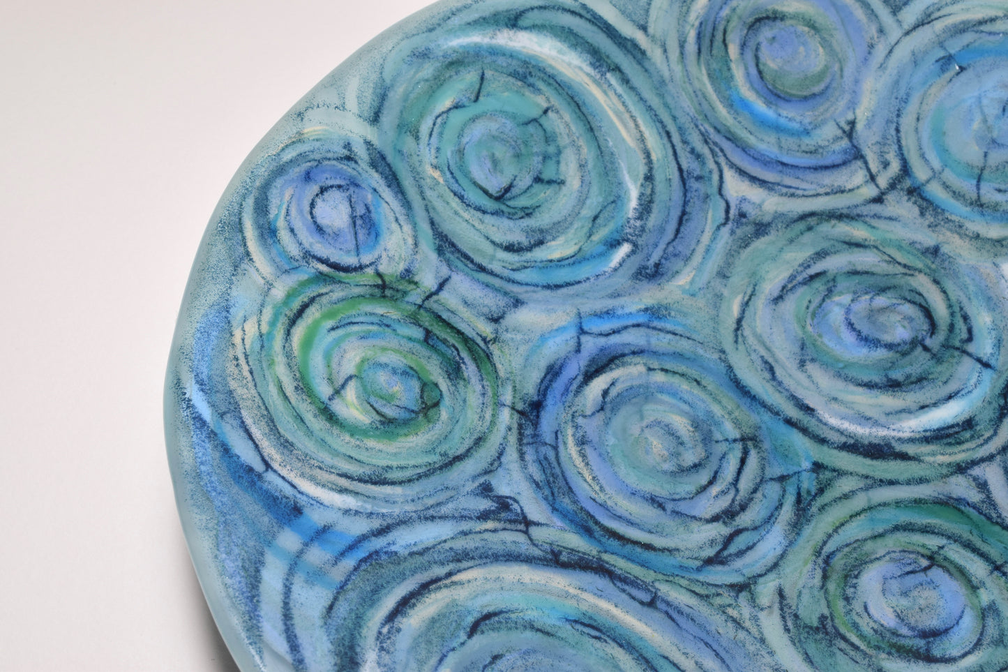 Multi Blue and Aqua Swirl Round Bowl