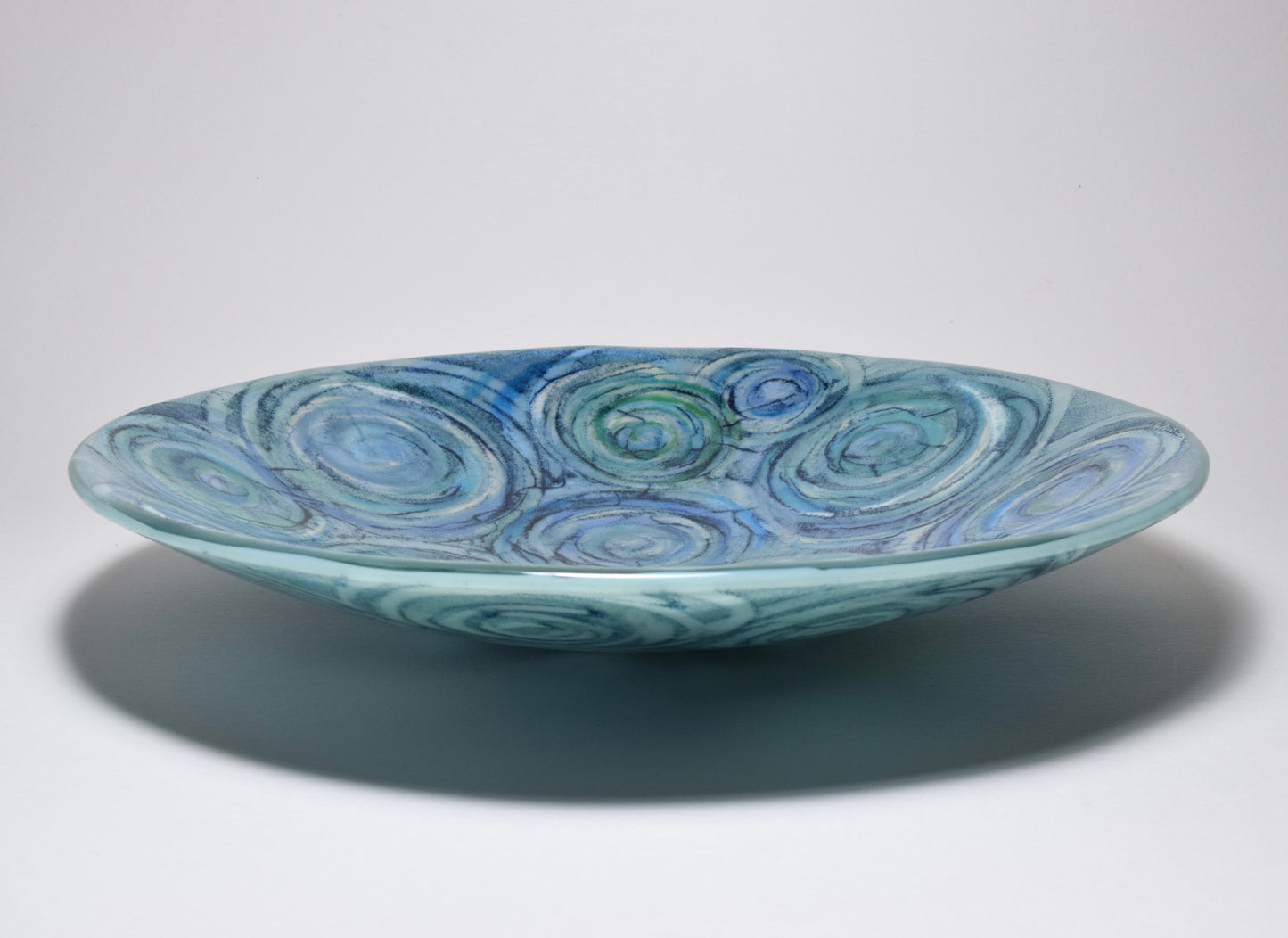 Multi Blue and Aqua Swirl Round Bowl