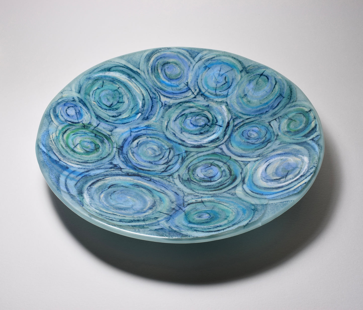 Multi Blue and Aqua Swirl Round Bowl