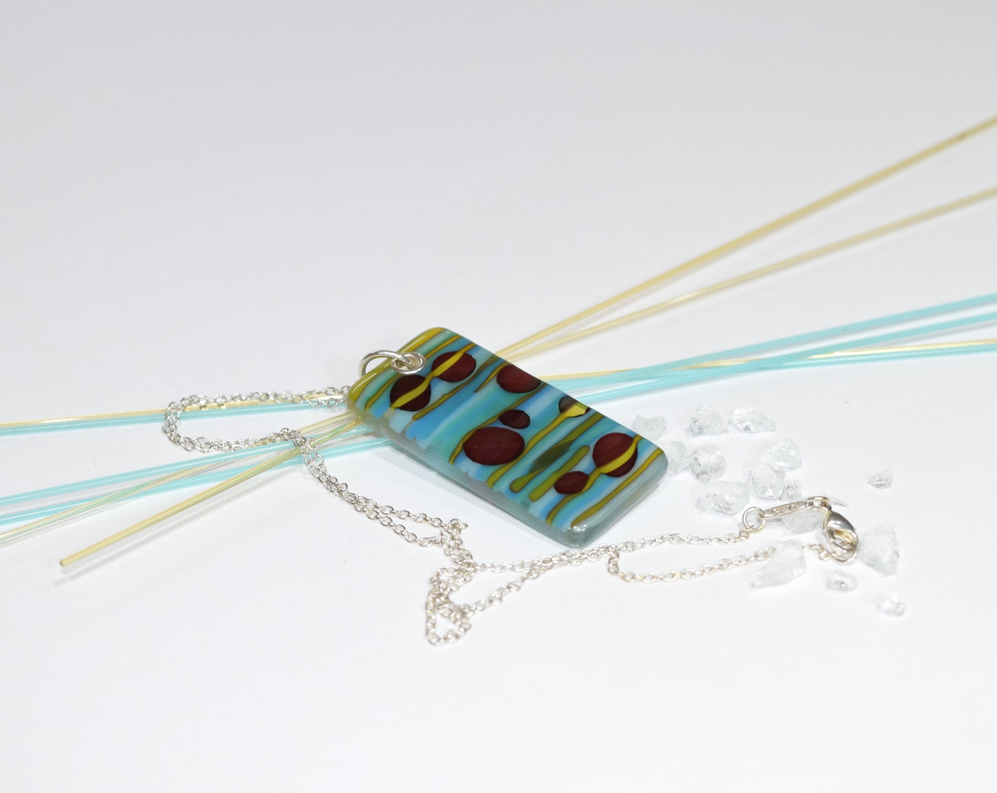 Amber & Turquoise Oblong Reaction Pendant