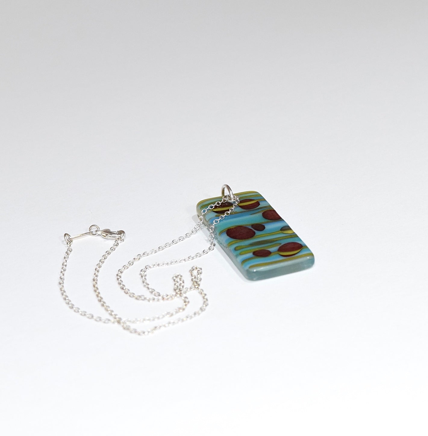 Amber & Turquoise Oblong Reaction Pendant