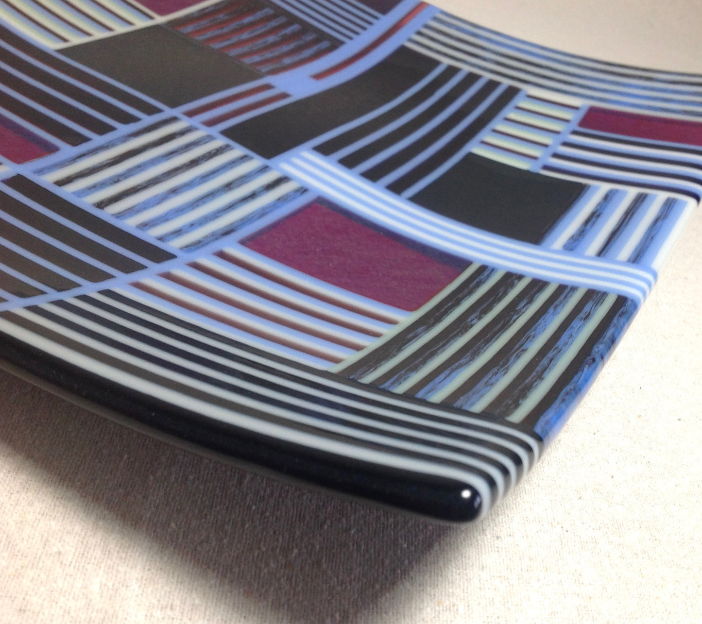 Blues & Pinks Strip Square Dish