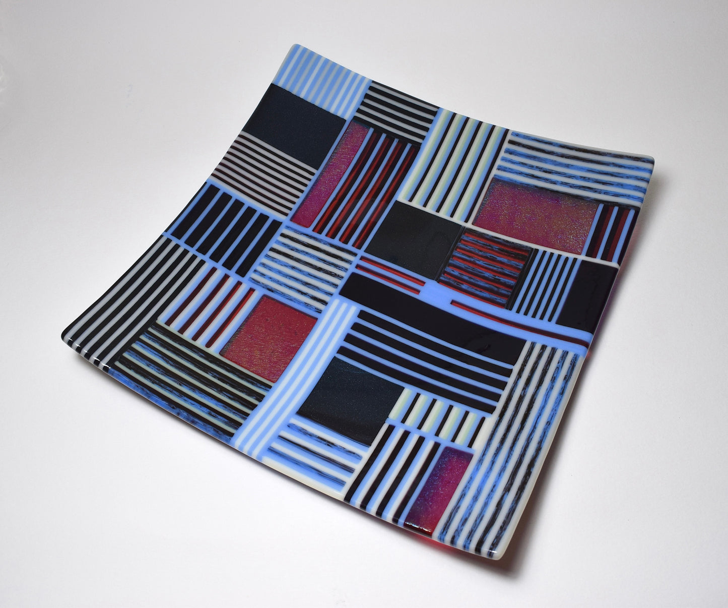 Blues & Pinks Strip Square Dish