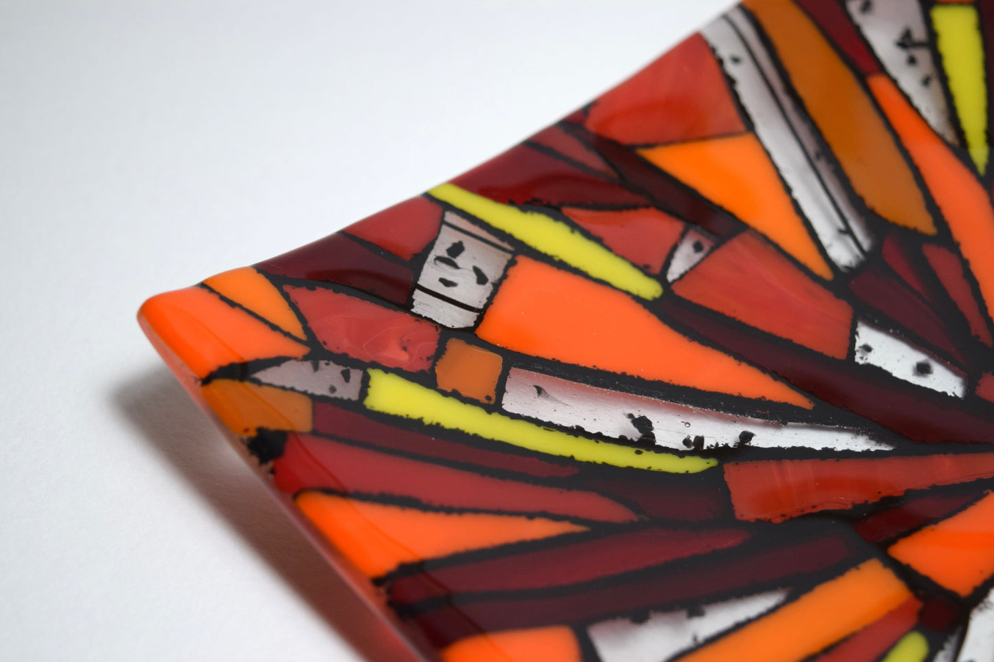 Red and Orange Mosaic Square Dish (Coasters available)