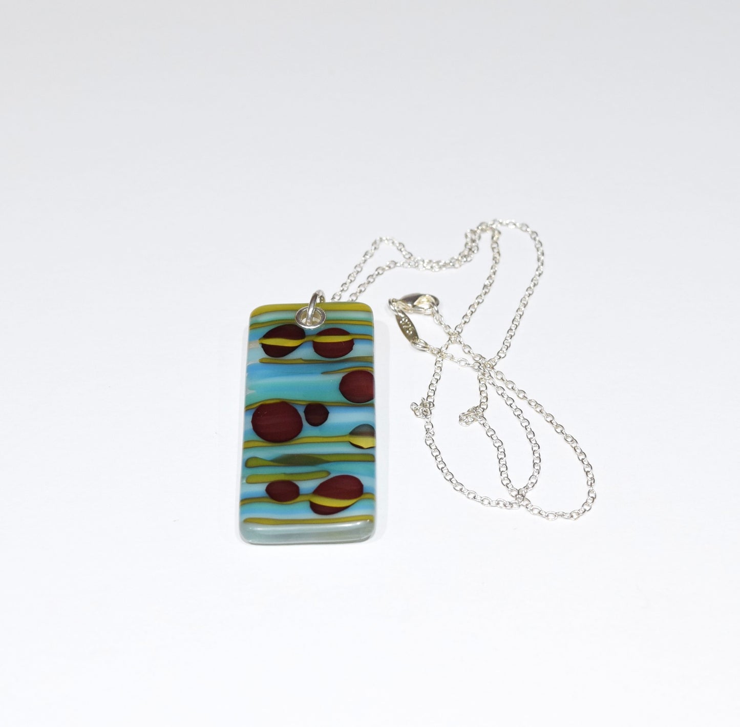 Amber & Turquoise Oblong Reaction Pendant