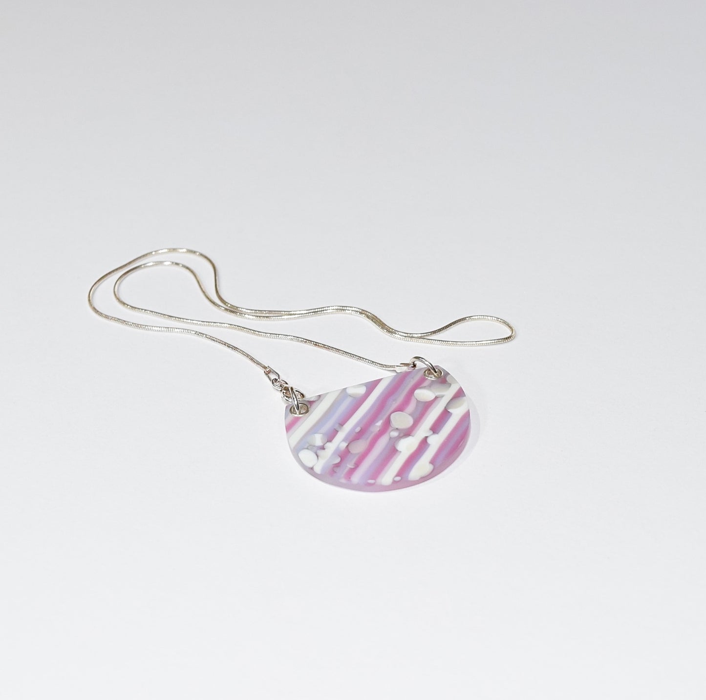 Semi Circular Pink Striped Pendant