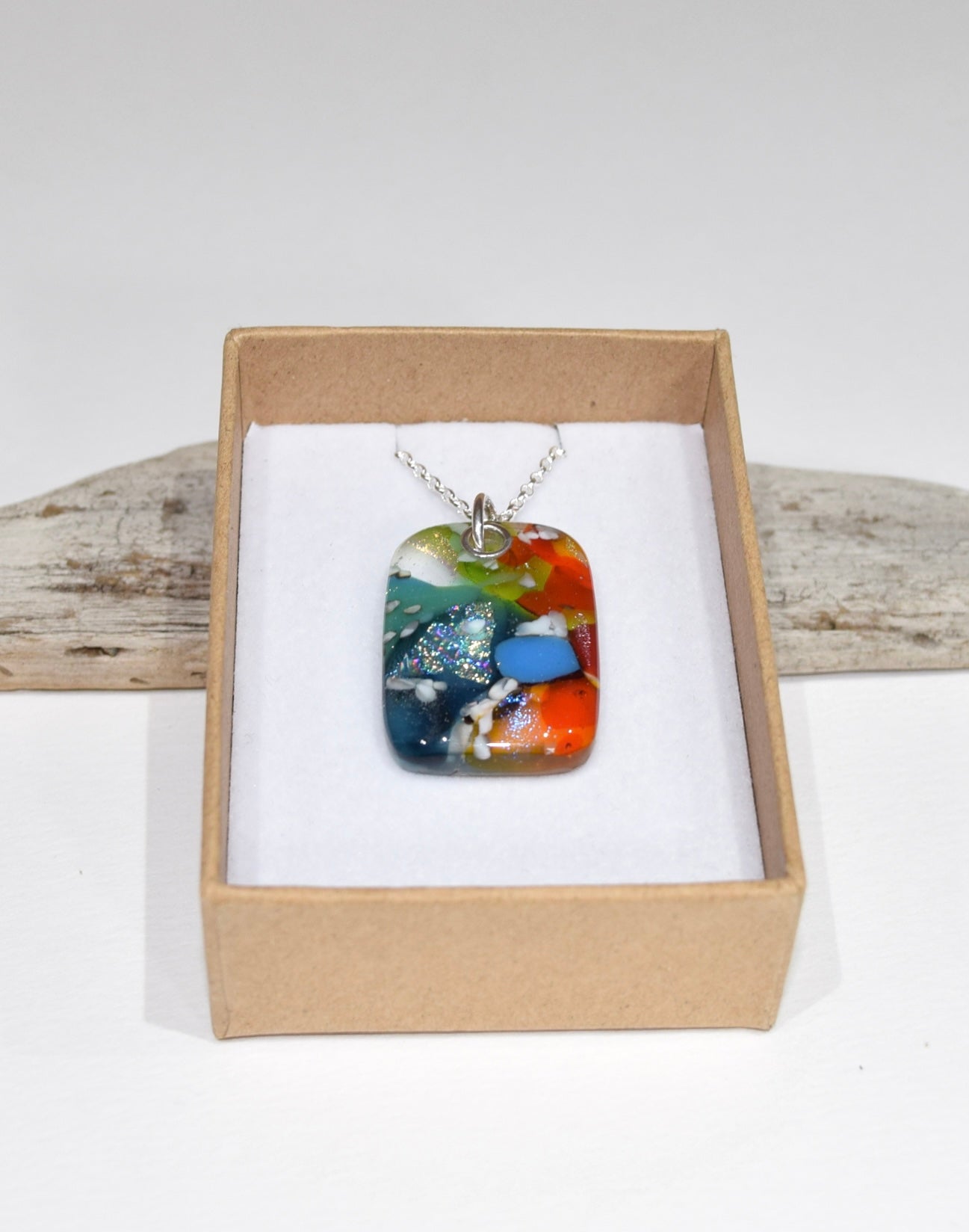 Tutti Frutti Dichroic Mix Oblong Pendant