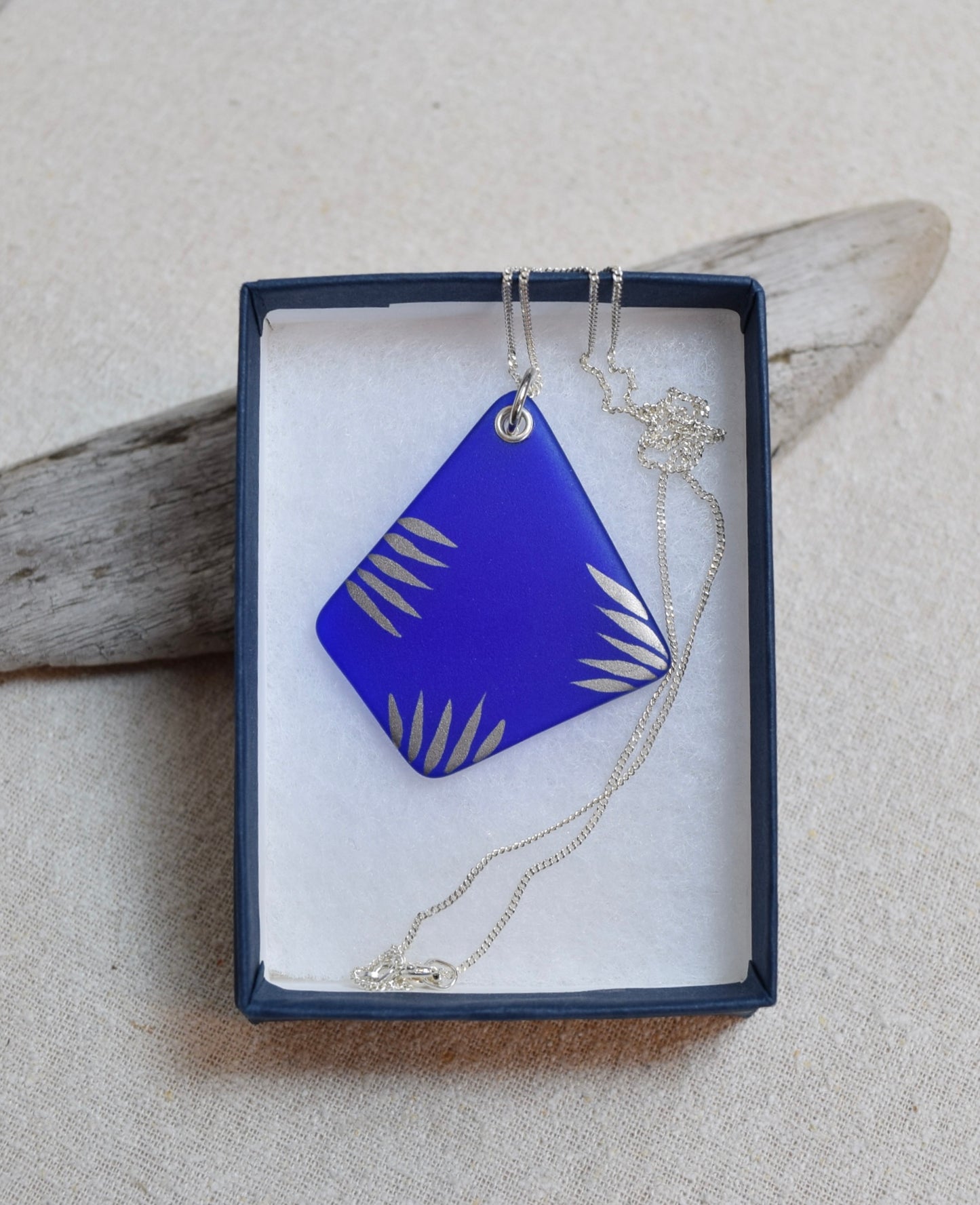 Dark Blue Upcycled Glass Pendant