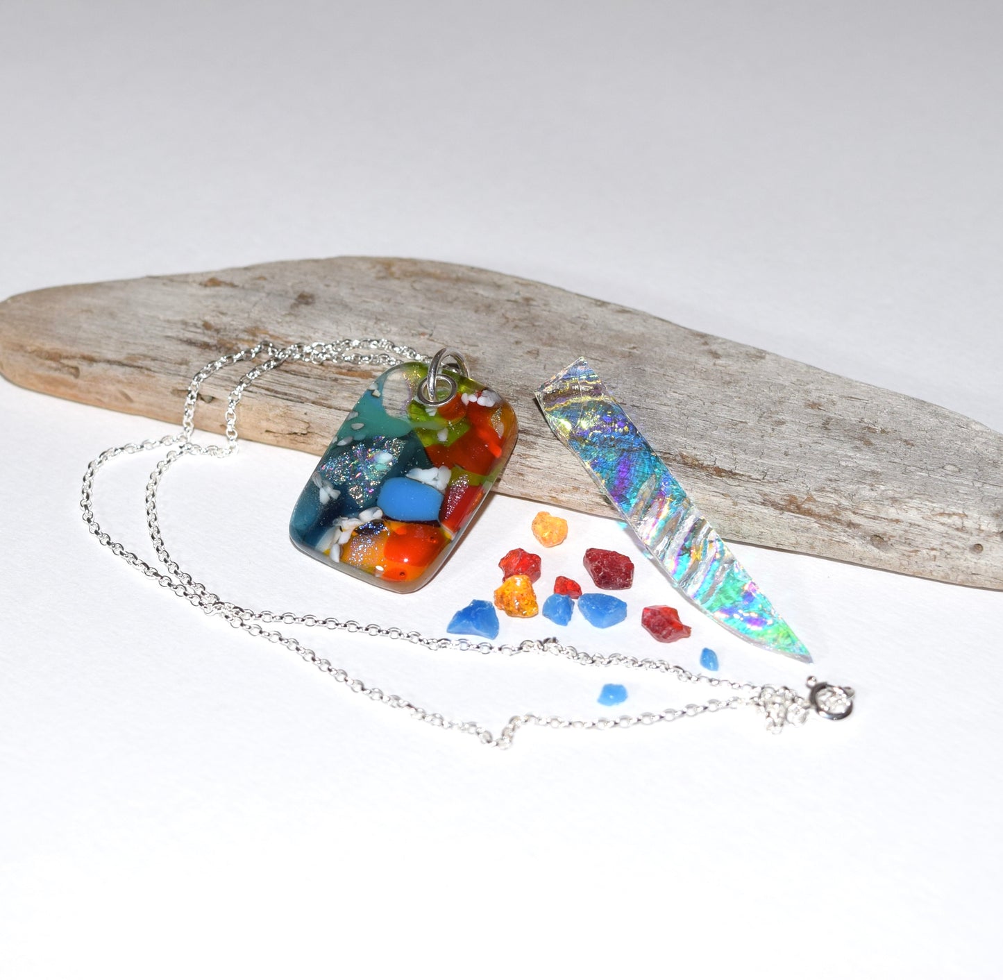 Tutti Frutti Dichroic Mix Oblong Pendant