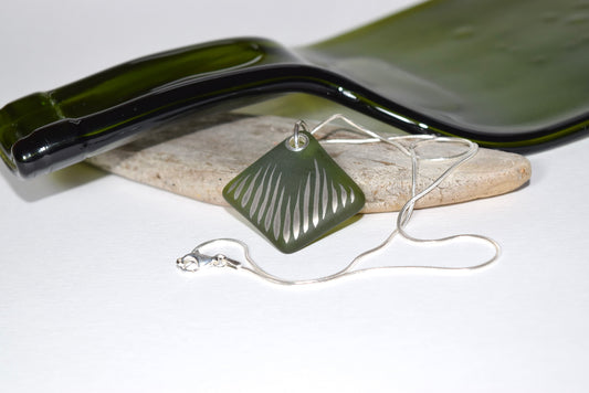 Olive Green Upcycled Glass Pendant