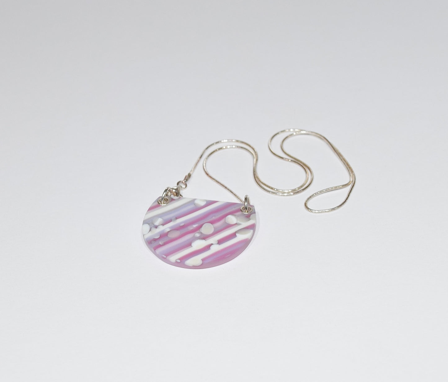 Semi Circular Pink Striped Pendant