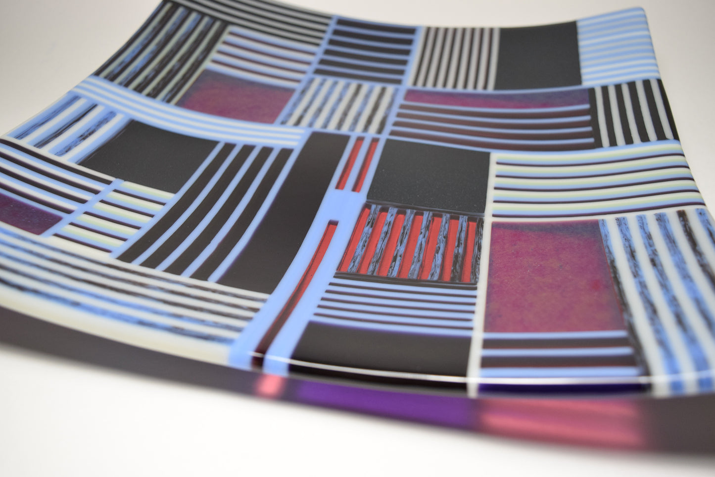 Blues & Pinks Strip Square Dish