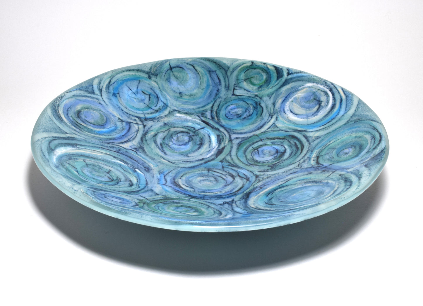 Multi Blue and Aqua Swirl Round Bowl