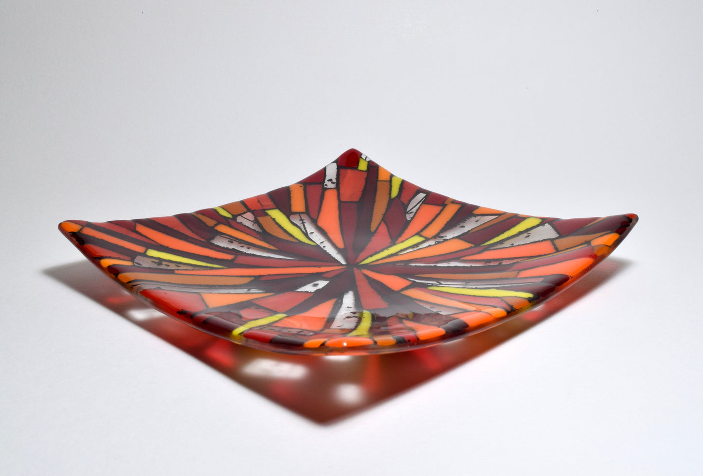 Red and Orange Mosaic Square Dish (Coasters available)