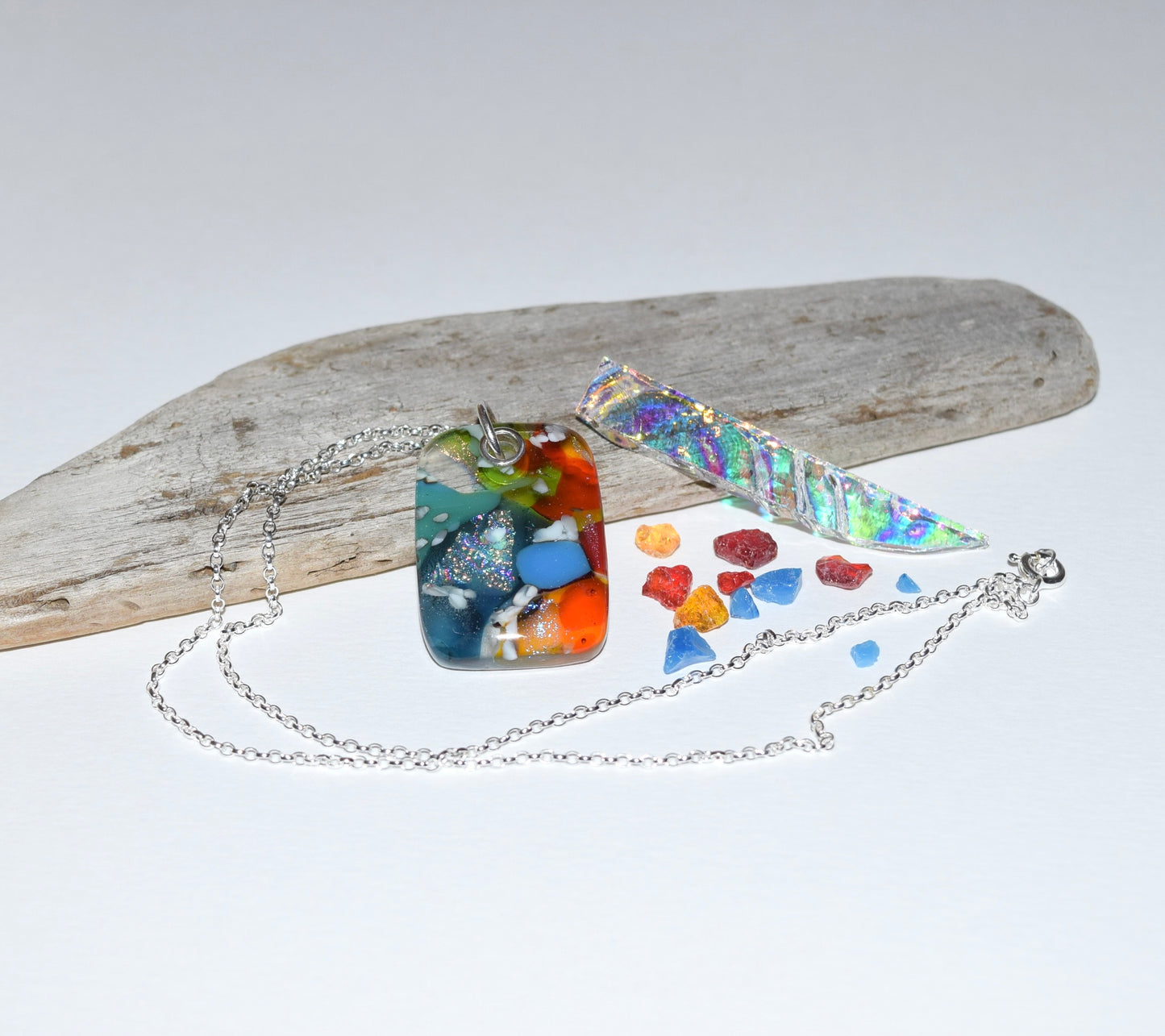 Tutti Frutti Dichroic Mix Oblong Pendant