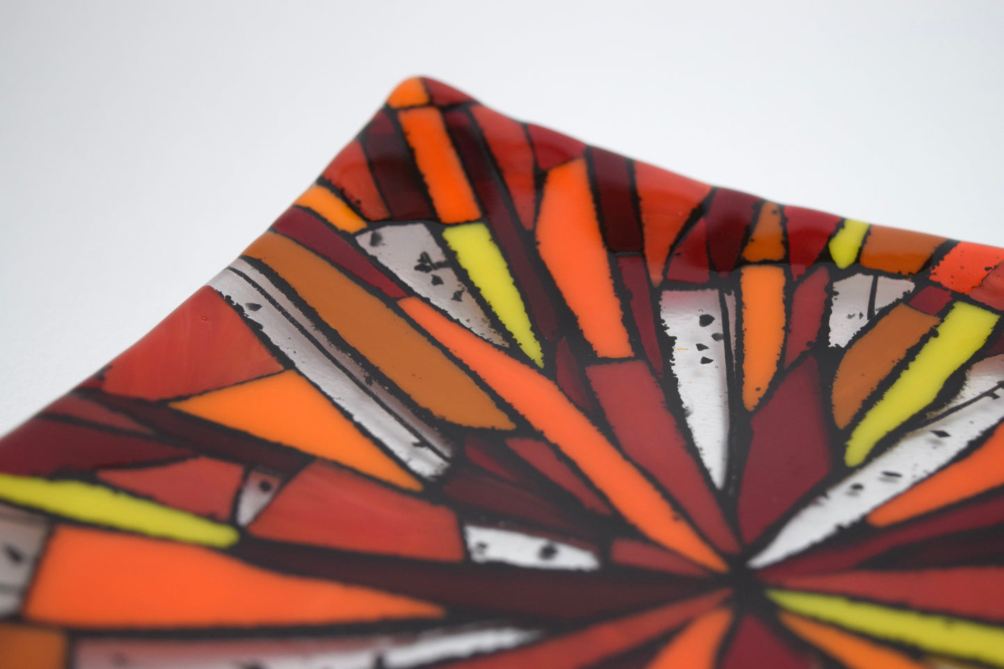 Red and Orange Mosaic Square Dish (Coasters available)